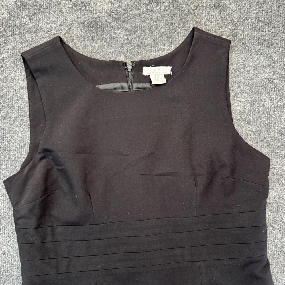 Pure Alfred Sung Black Sleeveless Sheath Dress Pleated Empire Waist Womens 12P - Picture 3 of 10